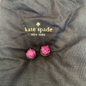 Kate Spade small round studs in pink glitter